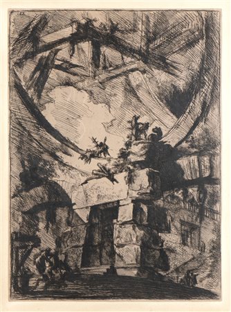 Giovanni Battista Piranesi
(Mogliano Veneto 1720 - Venezia 1778)
 Porta ciclopica sormontata da ruota, dalla serie "Carceri" 