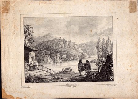 Charlotte Bonaparte
(1802 - 1839)
 Paesaggio con corso d'acqua, dalla invenzione di Napoleone Bonaparte