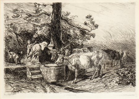 Giuseppe Palizzi
(Lanciano 1812 - Parigi 1888)
 L'Abreuvoir, 1878