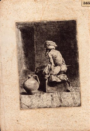 Francisco Peralta
(Seville 1837 - Roma 1897)
 Figura di anziano con turbante di schiena, 1873