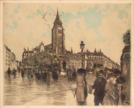 Jean-François Raffaelli
(1850 - 1924)
 Place Saint-Germain-des-Prés, 1910