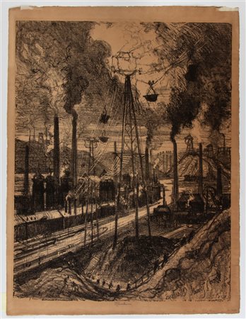 Joseph Pennell
(1857 - 1926)
 The Travellers, Charleroi, 1911