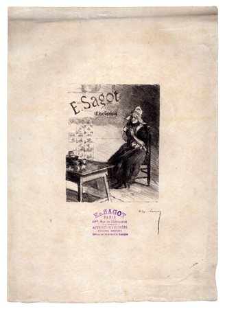 Alexandre Lunois
(1863 - 1916)
 E. Sagot 18 Rue Guenegaud (Jeune fille assise, cousant)