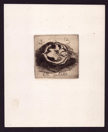 LUIGI BARTOLINI
(Cupramontana 1892 - Roma 1963)
 Ex libris con noce spacata