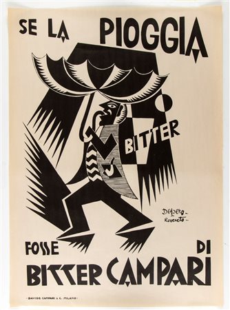 FORTUNATO DEPERO
(Fondo 1892 - Rovereto 1960)
 SE LA PIOGGIA FOSSE DI BITTER CAMPARI, 1926