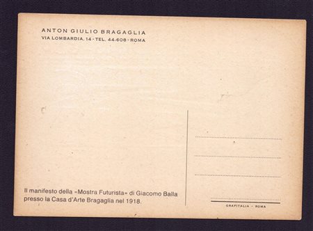 GIACOMO BALLA
(Torino 1871 - Roma 1958)
 BALLA. MOSTRA FUTURISTA, 1918