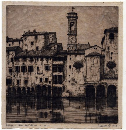 LINO BIANCHI BARRIVIERA
(Montebelluna 1906 - Roma 1985)
 Firenze – Case sull'Arno, 1929