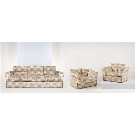 PRODUZIONE ITALIANA 1980 ca., Divano e coppia di poltrone