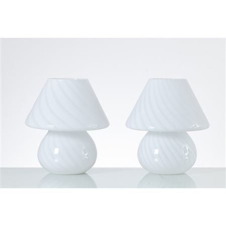 MAESTRI MURANESI, Coppia di lampade tavolo modello "Mushroom"