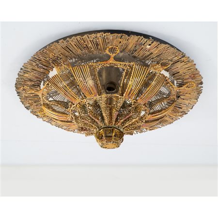 PRODUZIONE ARTIGIANALE ITALIANA 1980 ca., Lampada da soffitto