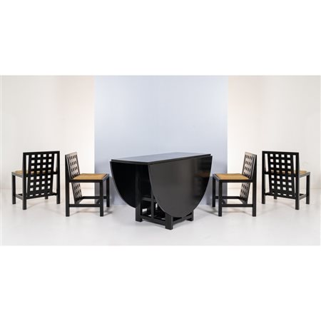 CHARLES RENNIE MACKINTOSH, Tavolo e quattro sedie