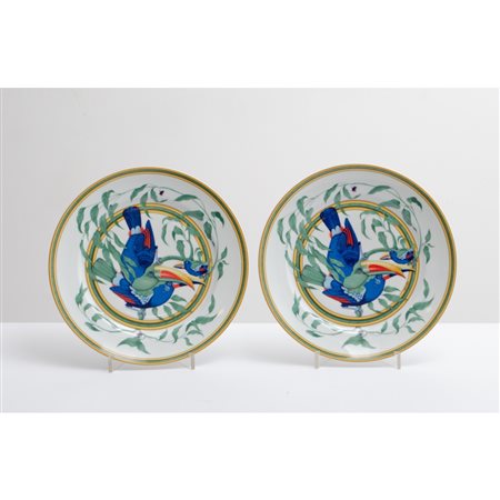 HERMES, Due piatti della serie "Toucans"