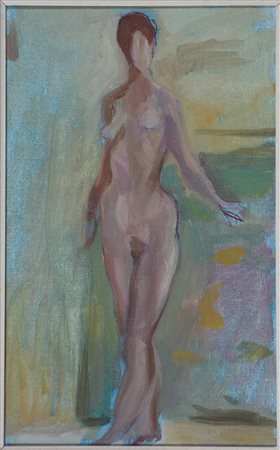Ernesto Treccani (1920-2009) Nudino, 1958-1960 Olio su tela cm 43x27 Firma in...