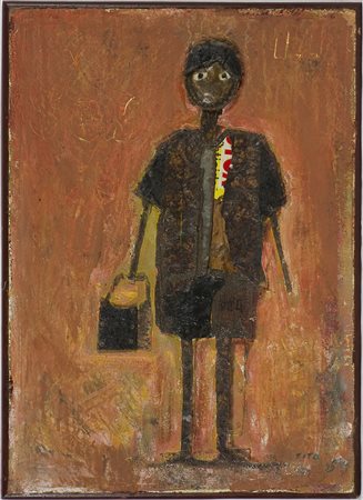 Mbaie Tita (1945) Senza titolo, 1999 Tecnica mista su tavola cm 47x35 Firma e...