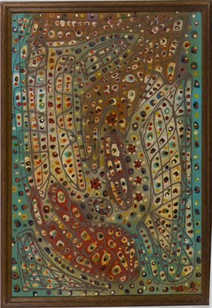 Aref Rayess (1928-2005) Senza titolo, 1960 olio e sabbia su tavola cm 61x41...