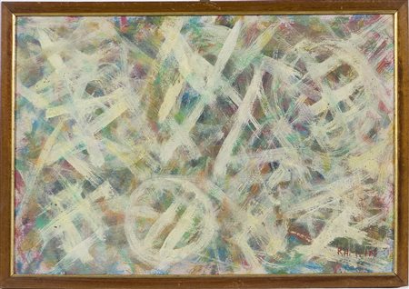 Saverio Rampin (1930-1992) Senza titolo, 1950 Olio su compensato cm 36x50...