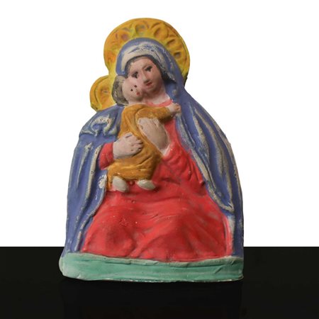 Ceramiche Bonanno (Caltagirone)  - Fischietto in terracotta nella guisa di Madonna e bambino