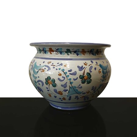 El Vuelo Terracotte di Caltagirone - Cachepot in ceramica policroma decorata a fiori di Caltagirone