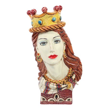 Ceramiche e presepi d'arte  Scarlatella - Testa di donna su base quadrata