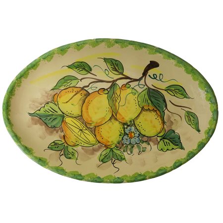 Piatto ovale in ceramica con raffigurazione di limoni, S.Stefano di Camastra