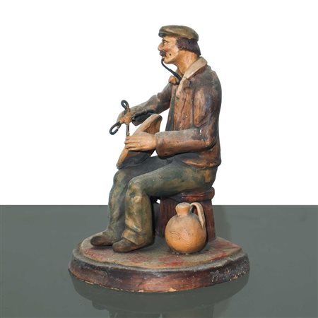 SCULTURA IN TERRACOTTA ARTIGIANATO PALERMITANO: riparatore di piatti, Palermo 20° secolo