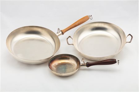 ARGENTERIA DABBENE - Due padelle e un tegame da cucina, Italy, 20th century