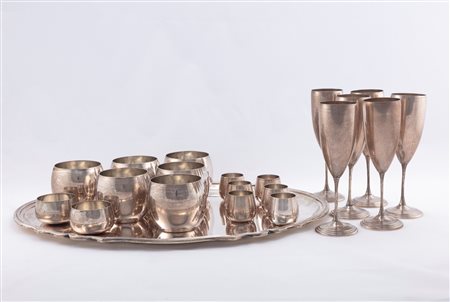 Servizio di bicchieri con vassoio, Italy, 20th century