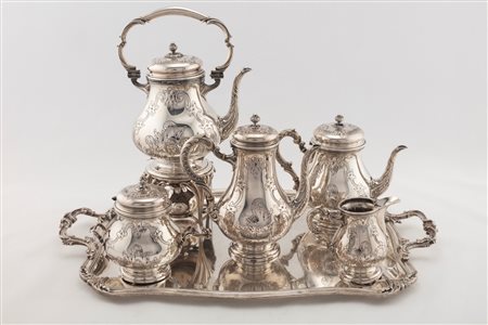 Messulam - Servizio da tè e caffè con samovar e vassoio, Italy, late 19th century / early 20th century