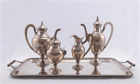 Servizio da tè e caffè con vassoio, Italy, 20th century