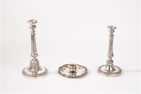 Due candelieri e un porta candele, Kingdom Two Sicilies, Naples, 1832-1872