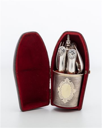 Posate da viaggio con bicchiere, Nice, 19th century