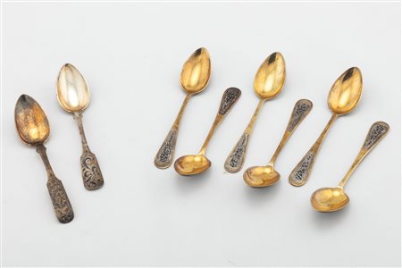 Otto cucchiai, Russia, 19th/20th century