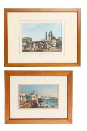 Veduta del ponte di Carignano a Genova, 1840