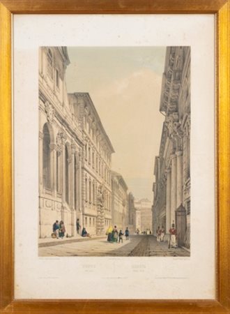Nicolas Chapuy (Parigi 1790 - 1858)  - Genova strada Balbi, 1840
