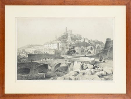 Nicolas Chapuy (Parigi 1790 - 1858)  - Gênes Vue de la vigne et du Palais Doria, 1840