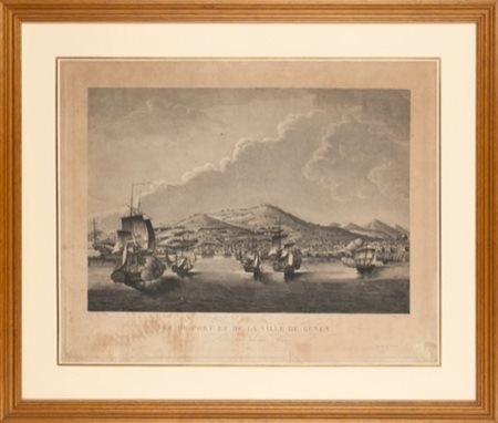 Vue du Port et la ville de Genes. Pris en pleine Mere, 1850