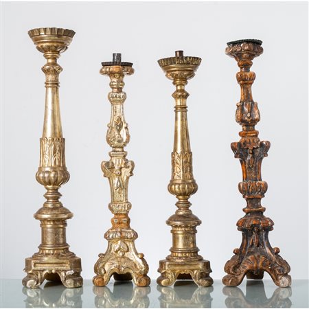 MANIFATTURA ITALIANA DEL XVIII/XIX SECOLO, Quattro torcieri