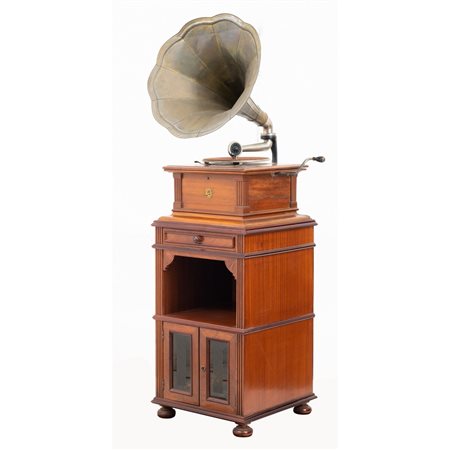 COLUMBIA GRAFONOLA USA, Grammofono con mobile e dischi