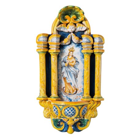 MANIFATTURA DI CALTAGIRONE SECONDA METÀ XX SEC., Acquasantiera