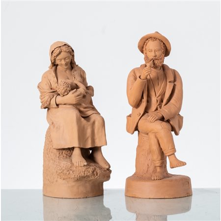 MANIFATTURA SICILIANA SECONDA METÀ XX SECOLO, Due sculture