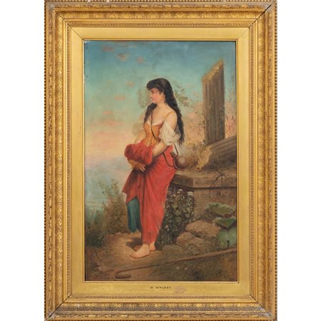 H. WALDEK, Figura femminile, Olio su tavola