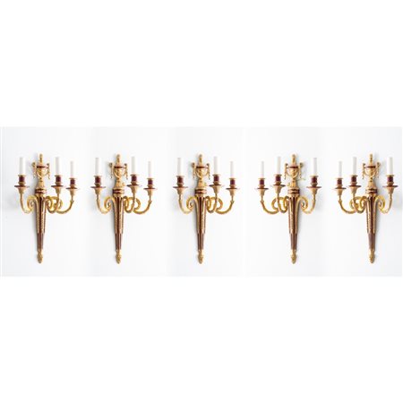 MANIFATTURA ITALIANA SECONDA METÀ XX SECOLO, Cinque applique