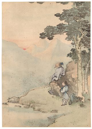 Cina. XIX secolo
Letterato con assistente che contempla il paesaggio
