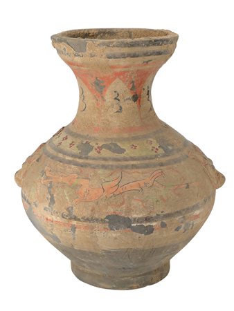 Cina
Vaso in stile Hu con decoro di drago e fenice e prese a mascheroni