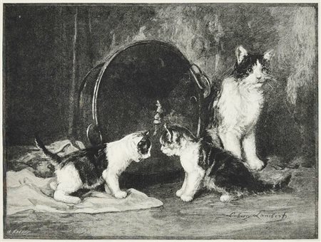 A DISCUSSION, Inghilterra 1890 litografia, cm 41x50 (con cornice) sul retro:...