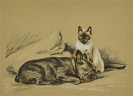 SENZA TITOLO, 1937 litografia, cm 27,8x32,8 (con cornice) sul retro:...