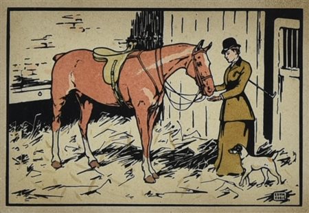 SENZA TITOLO, 1910 circa cromolitografia, cm 21,3x26,3 (con cornice) sul...