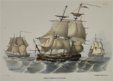 SENZA TITOLO, 1830 circa litografia con acquarellatura coeva, cm 36,8x44,6...