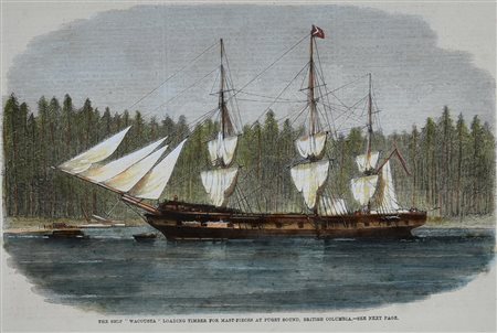 THE SHIP "WACOUSTA" LOADING TIMBER FOR MASTERPIECES AT PUGET SOUND, BRITISH...