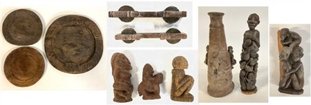 Arte africana. Lotto composto da un vaso in terracotta con figure di scimmie in